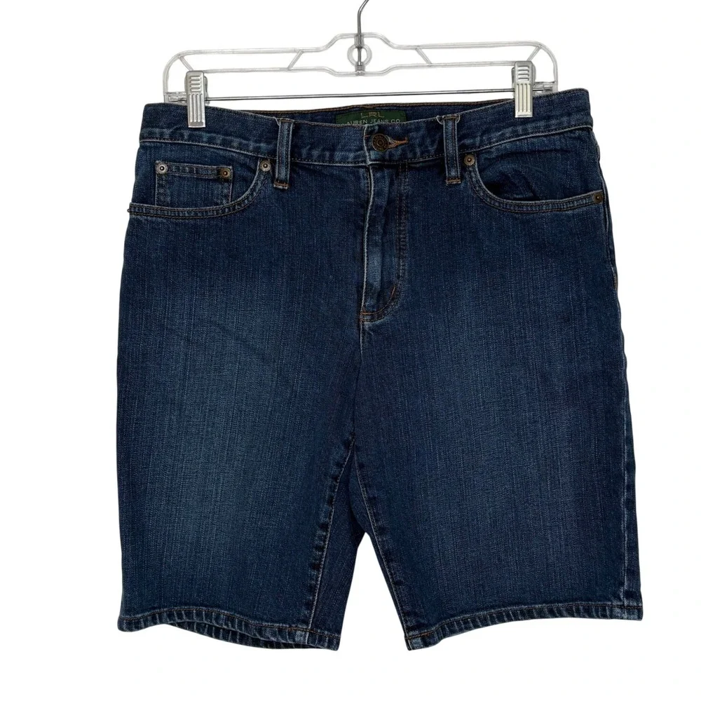 Lauren Ralph‎ Lauren Denim Bermuda Shorts Dark Wash Blue Size 8 Coastal Crisp